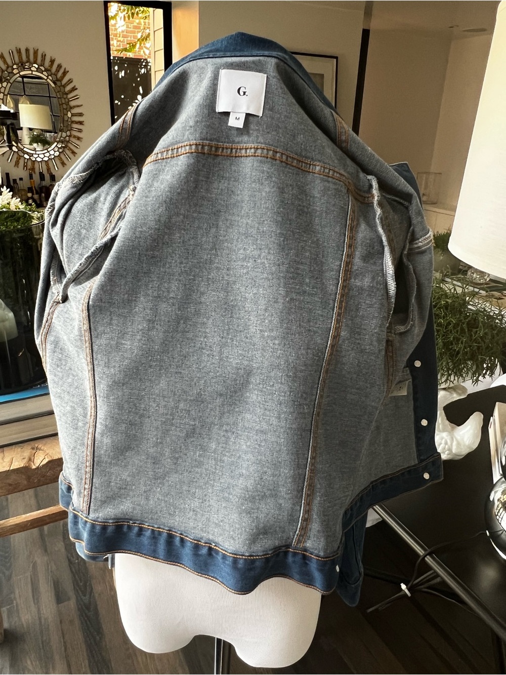 GOOP G.Label Gwyn Fitted Women's Denim Jacket with puffed shoulder detail size M - Picture 6 of 10